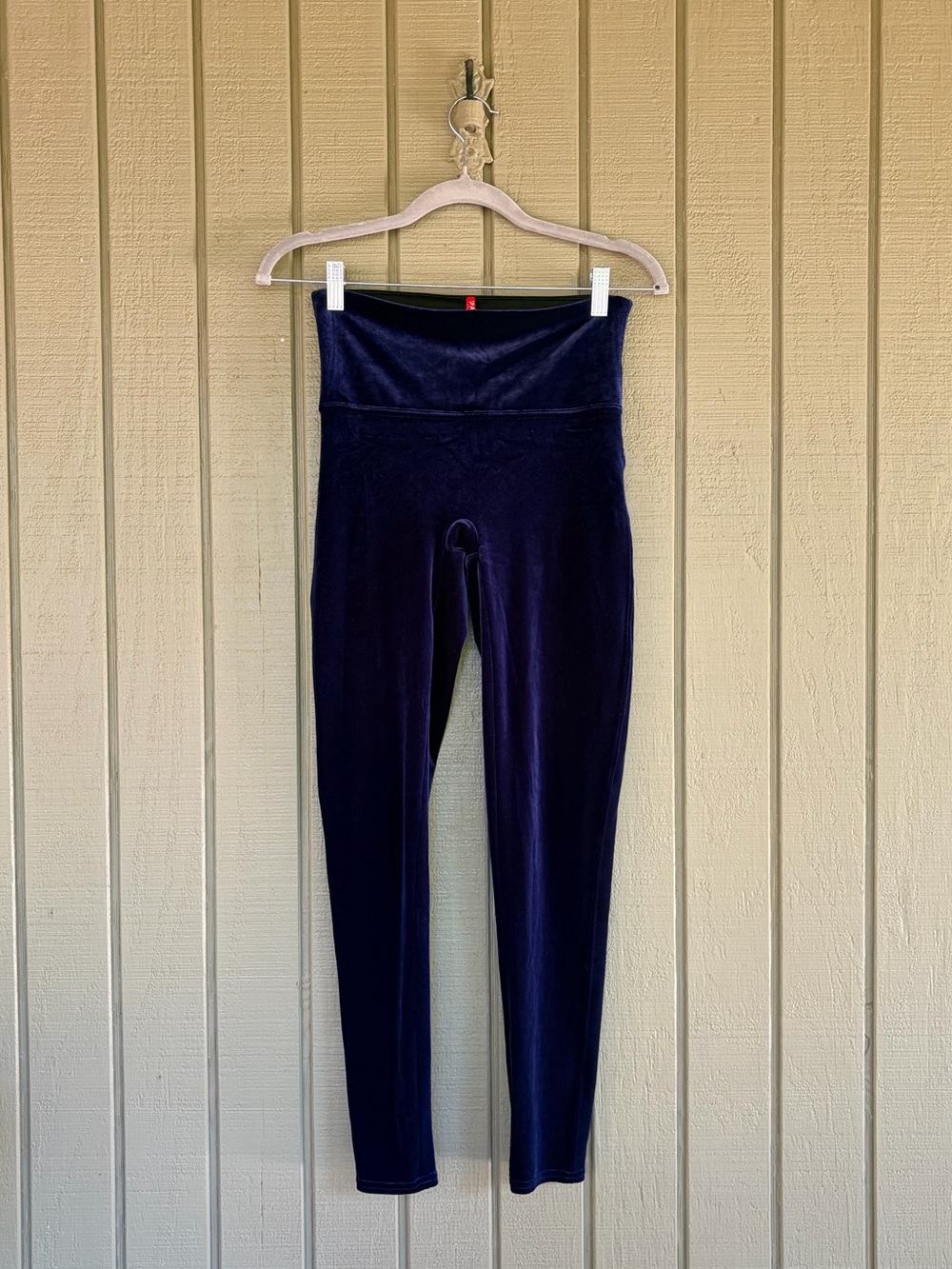 Spanx Navy Blue Velvet High Rise Shaping Leggings M